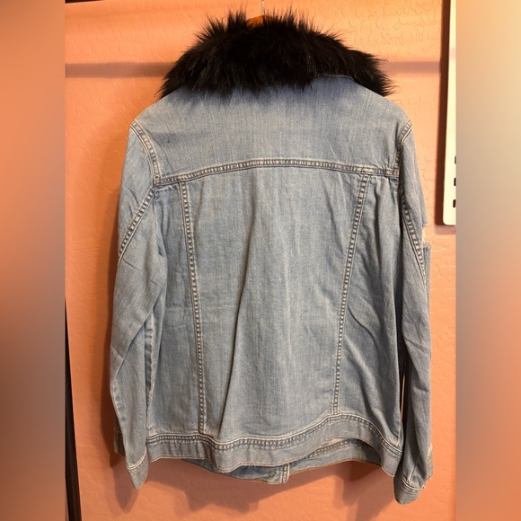 Denim Jacket with Faux Fur Collar - Picture 3 of 4